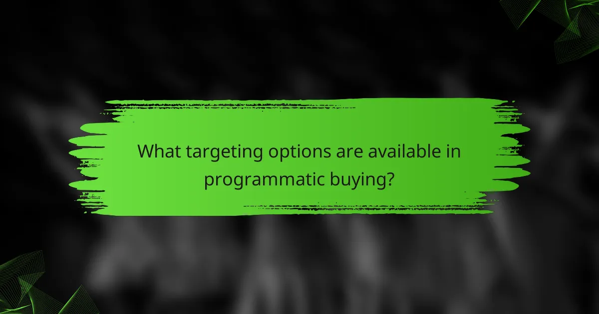 What targeting options are available in programmatic buying?